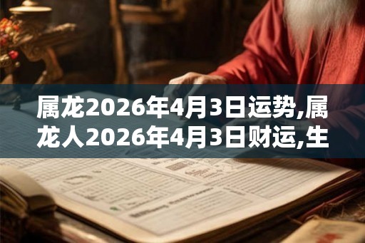属龙2026年4月3日运势,属龙人2026年4月3日财运,生肖龙2026年4月3日运势