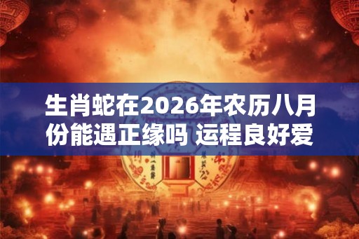 生肖蛇在2026年农历八月份能遇正缘吗 运程良好爱情甜美