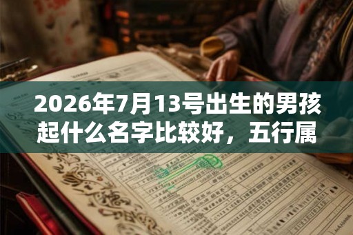 2026年7月13号出生的男孩起什么名字比较好，五行属什么