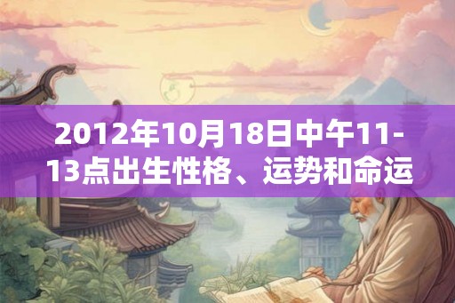 2012年10月18日中午11-13点出生性格、运势和命运