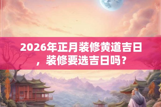 2026年正月装修黄道吉日，装修要选吉日吗？