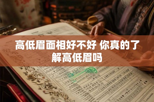 高低眉面相好不好 你真的了解高低眉吗