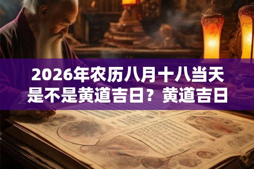 2026年农历八月十八当天是不是黄道吉日？黄道吉日怎么择日？