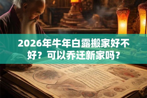 2026年牛年白露搬家好不好？可以乔迁新家吗？