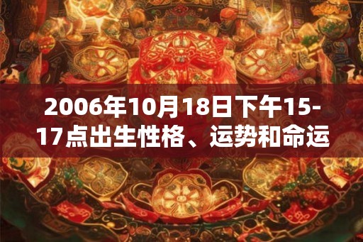 2006年10月18日下午15-17点出生性格、运势和命运