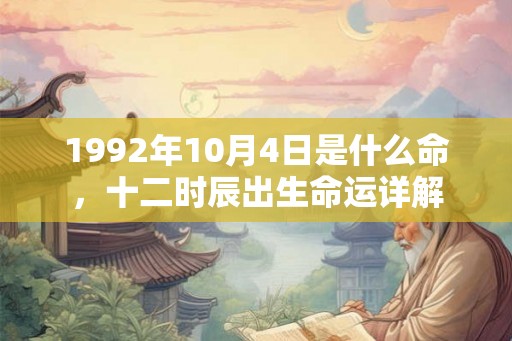1992年10月4日是什么命，十二时辰出生命运详解