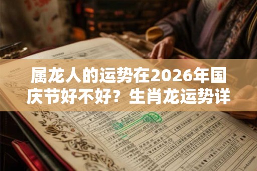 属龙人的运势在2026年国庆节好不好?生肖龙运势详解 属龙人的运势在2026年国庆节好不好?生肖龙运势详解