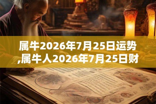 属牛2026年7月25日运势,属牛人2026年7月25日财运,生肖牛2026年7月25日运势
