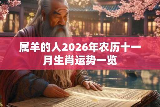 属羊的人2026年农历十一月生肖运势一览