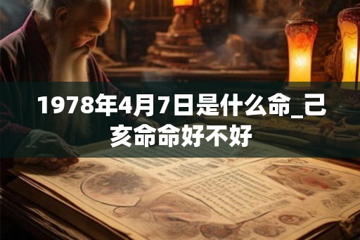 1978年4月7日是什么命_己亥命命好不好