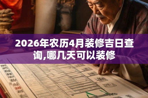 2026年农历4月装修吉日查询,哪几天可以装修