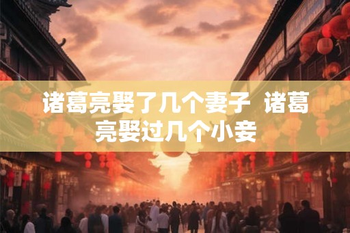 诸葛亮娶了几个妻子  诸葛亮娶过几个小妾