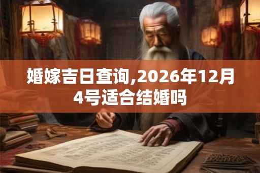 婚嫁吉日查询,2026年12月4号适合结婚吗 婚嫁吉日查询,2026年12月4号适合结婚吗