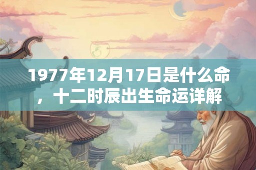 1977年12月17日是什么命，十二时辰出生命运详解