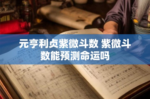 元亨利贞紫微斗数 紫微斗数能预测命运吗