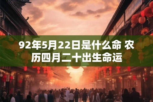 92年5月22日是什么命 农历四月二十出生命运