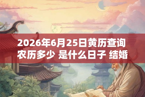 2026年6月25日黄历查询 农历多少 是什么日子 结婚吉时