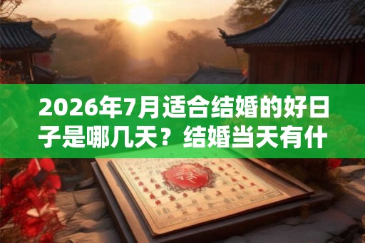2026年7月适合结婚的好日子是哪几天？结婚当天有什么忌讳？