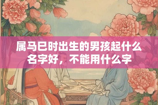 属马巳时出生的男孩起什么名字好,不能用什么字 属马巳时出生的男孩起什么名字好,不能用什么字