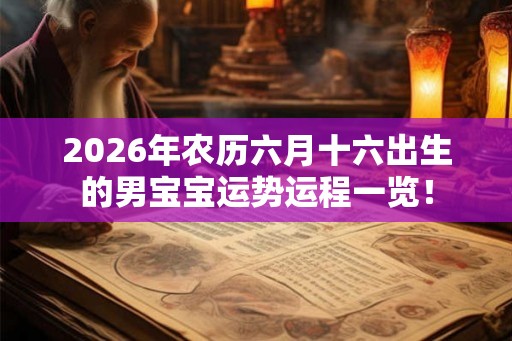 2026年农历六月十六出生的男宝宝运势运程一览！