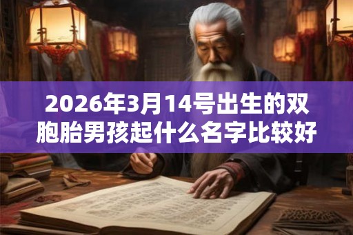 2026年3月14号出生的双胞胎男孩起什么名字比较好，五行属什么