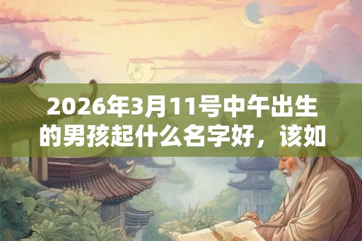 2026年3月11号中午出生的男孩起什么名字好，该如何取名？