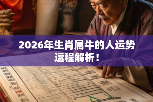 2026年生肖属牛的人运势运程解析! 2026年生肖属牛的人运势运程解析!