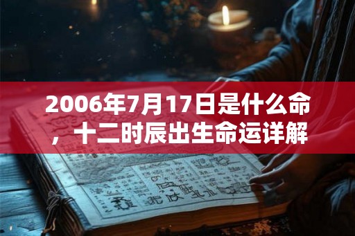 2006年7月17日是什么命，十二时辰出生命运详解