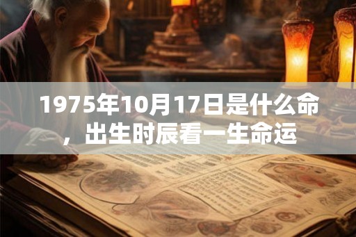 1975年10月17日是什么命，出生时辰看一生命运