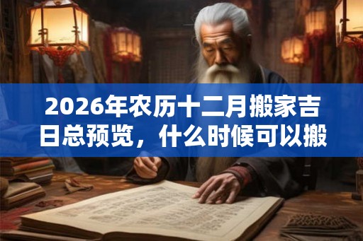 2026年农历十二月搬家吉日总预览，什么时候可以搬家？
