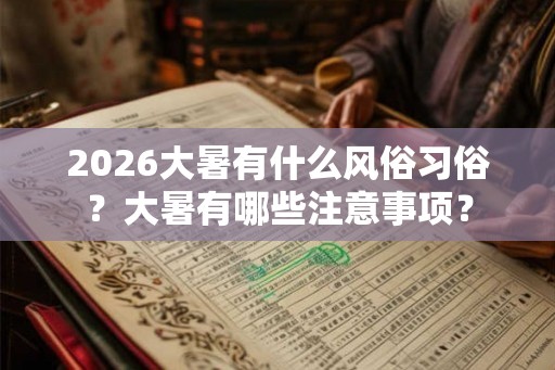 2026大暑有什么风俗习俗？大暑有哪些注意事项？