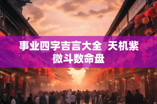 事业四字吉言大全 天机紫微斗数命盘 事业四字吉言大全 天机紫微斗数命盘