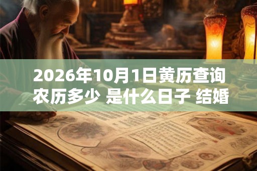 2026年10月1日黄历查询 农历多少 是什么日子 结婚吉时