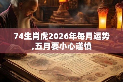 74生肖虎2026年每月运势,五月要小心谨慎