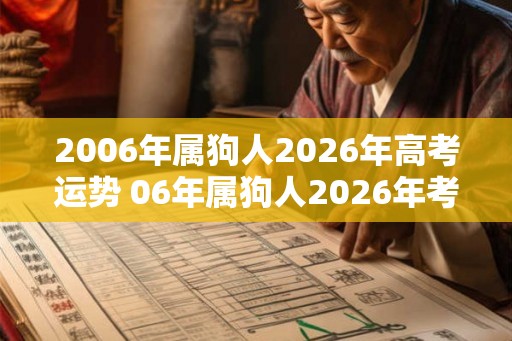 2006年属狗人2026年高考运势 06年属狗人2026年考试运如何