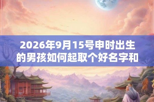 2026年9月15号申时出生的男孩如何起取个好名字和五行属性