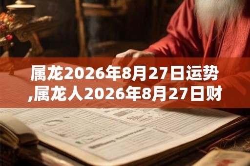 属龙2026年8月27日运势,属龙人2026年8月27日财运,生肖龙2026年8月27日运势