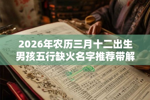 2026年农历三月十二出生男孩五行缺火名字推荐带解析