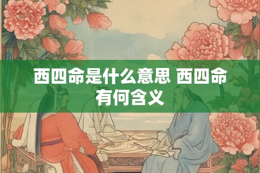 西四命是什么意思 西四命有何含义