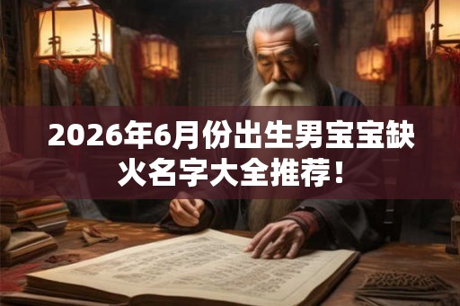 2026年6月份出生男宝宝缺火名字大全推荐！