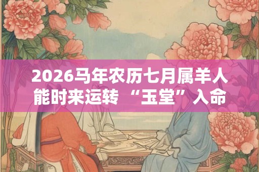 2026马年农历七月属羊人能时来运转 “玉堂”入命业绩有所提升