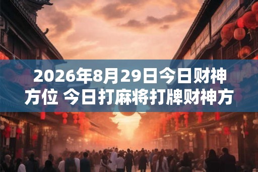 2026年8月29日今日财神方位 今日打麻将打牌财神方位