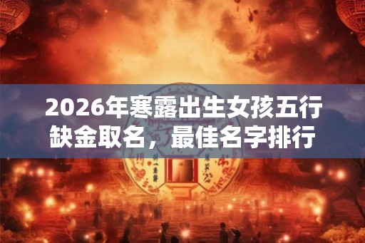 2026年寒露出生女孩五行缺金取名，最佳名字排行