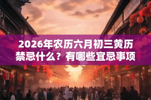 2026年农历六月初三黄历禁忌什么？有哪些宜忌事项？