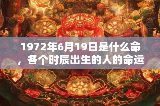 1972年6月19日是什么命，各个时辰出生的人的命运