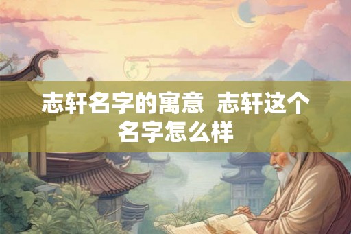 志轩名字的寓意  志轩这个名字怎么样