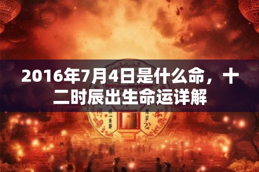 2016年7月4日是什么命，十二时辰出生命运详解