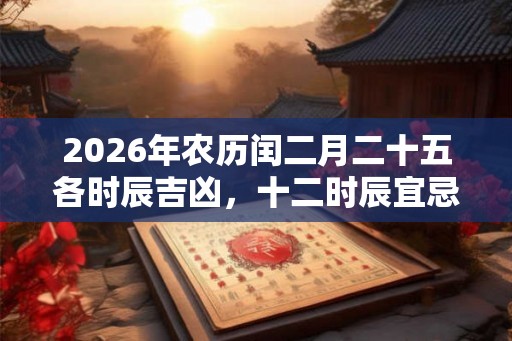 2026年农历闰二月二十五各时辰吉凶,十二时辰宜忌查询 2026年农历闰二月二十五各时辰吉凶,十二时辰宜忌查询