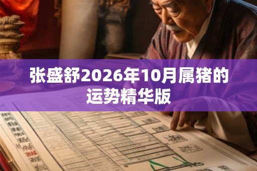 张盛舒2026年10月属猪的运势精华版