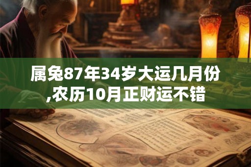 属兔87年34岁大运几月份,农历10月正财运不错